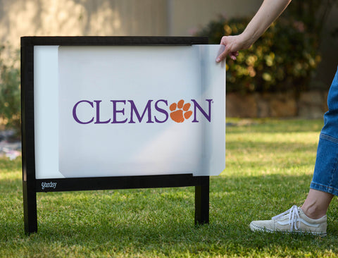 Clemson Paw Institutional Mark White Yardsy Sign - Interchangeable