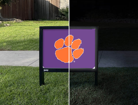 Clemson Paw Print Regalia Yardsy Sign - Day Night