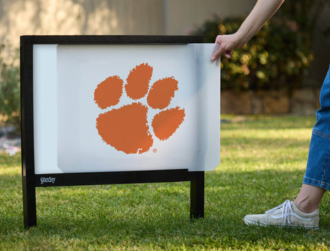 Clemson Paw Print White Yardsy Sign - Interchangeable