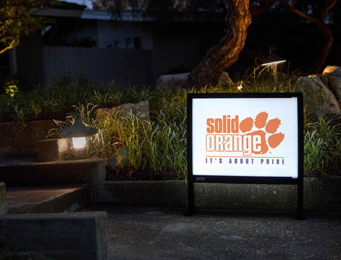 Clemson Solid Orange Mark White Yardsy Sign - Flat Feet
