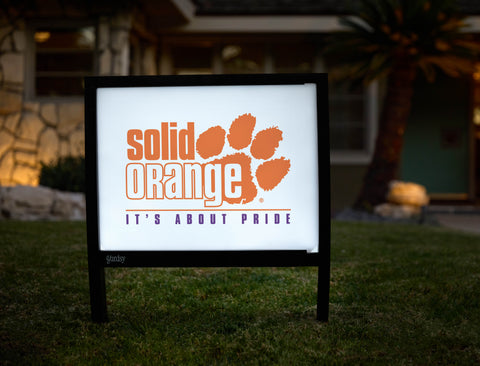 Clemson Solid Orange Mark White Yardsy Sign - Hero