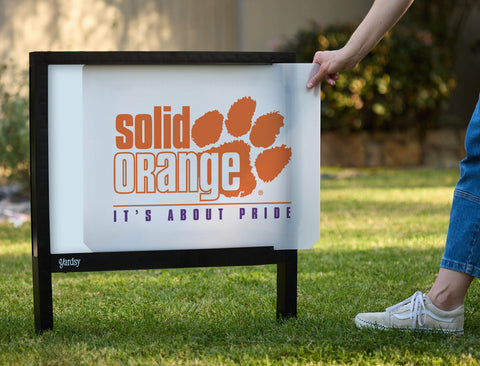Clemson Solid Orange Mark White Yardsy Sign - Interchangeable