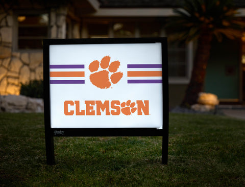 Clemson Tiger Paw Stripes White Yardsy Sign - Hero