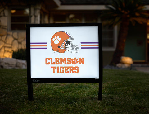 Clemson Tigers Helmet Stripes White Yardsy Sign - Hero