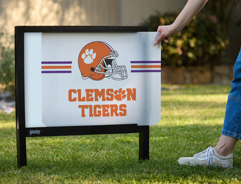 Clemson Tigers Helmet Stripes White Yardsy Sign - Interchangeable