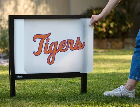 Clemson Tigers Script White Yardsy Sign - Interchangeable