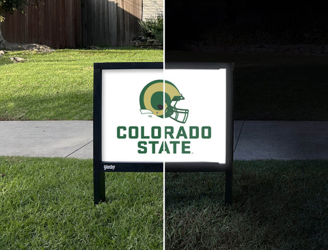 Colorado State Helmet White Yardsy Sign - Day Night