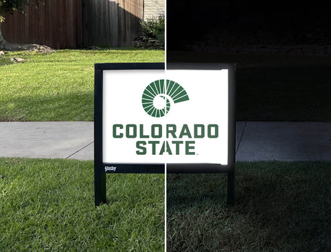 Colorado State Logo White Yardsy Sign - Day Night