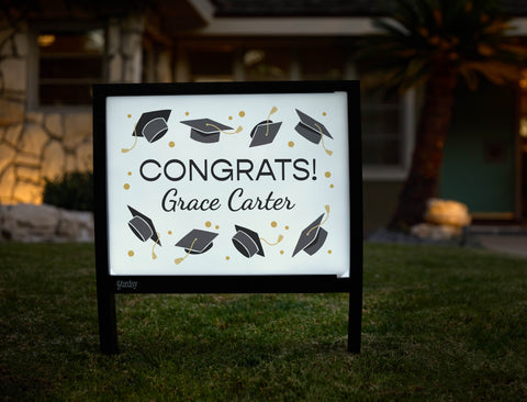 Congrats! Graduation Hats Custom Yardsy Sign - Hero