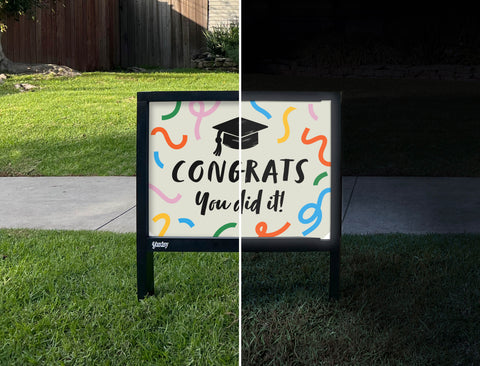 Congrats, You Did It Yardsy Sign - Day Night