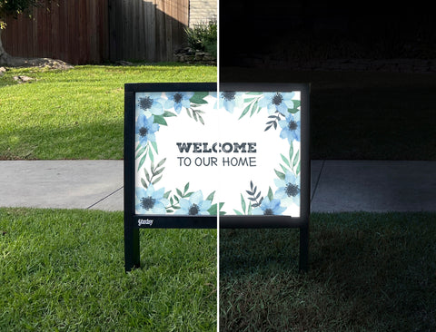 Cool Leaves Welcome Yardsy Sign - Day Night