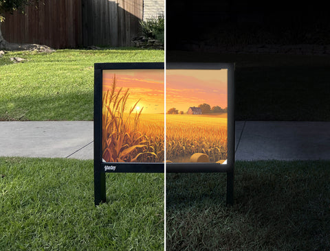 Cornfield At Sunset Yardsy Sign - Day Night
