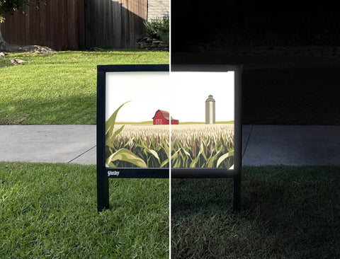 Cornfield Barn Country Yardsy Sign - Day Night