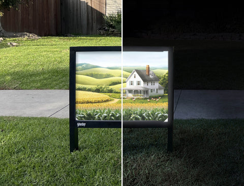 Country Cornfield House Landscape Yardsy Sign - Day Night
