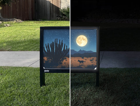 Coyote Moon Desert Yardsy Sign - Day Night
