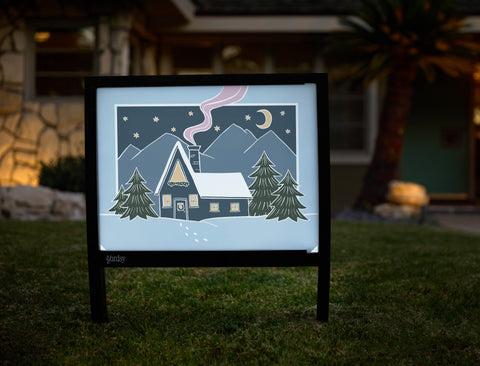 Cozy Winter Cabin Yardsy Sign - Hero