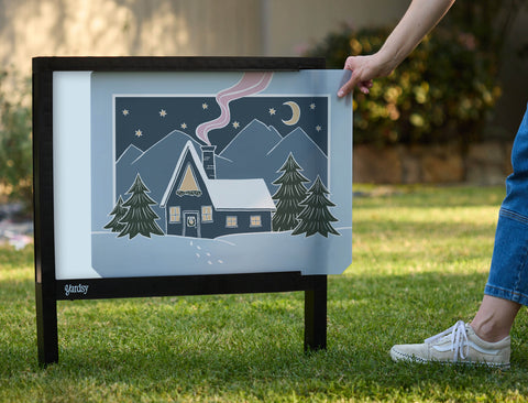 Cozy Winter Cabin Yardsy Sign - Interchangeable