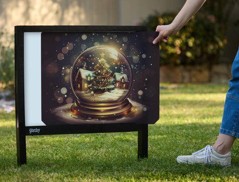 Dark Gleaming Snow Globe Holiday Yardsy Sign - Interchangeable
