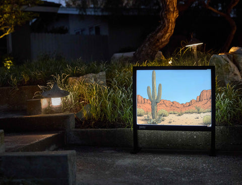 Desert Cactus Clear Day Landscape Yardsy Sign - Flat Feet