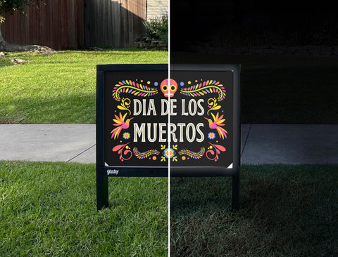 Dia De Los Muertos Yardsy Sign - Day Night