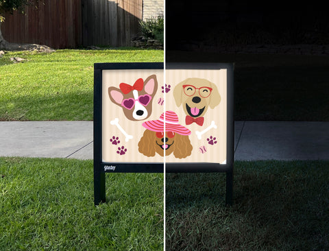Dog Vogue Yardsy Sign - Day Night