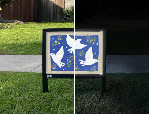 Doves Yardsy Sign - Day Night