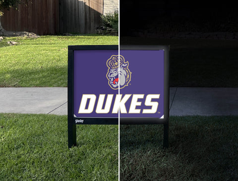 Duke Dog Purple Dukes Yardsy Sign - Day Night