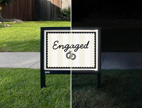 Engaged Yardsy Sign - Day Night