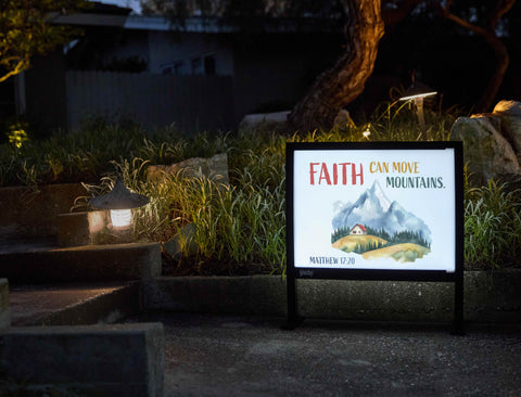 Faith Can Move Mountains Yardsy Sign - Flat Feet