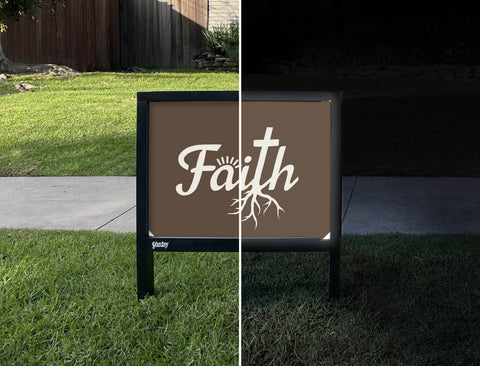 Faith Roots Yardsy Sign - Day Night