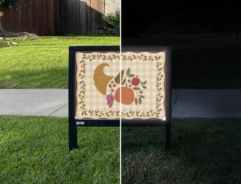 Fall Cornucopia Autumn Yardsy Sign - Day Night