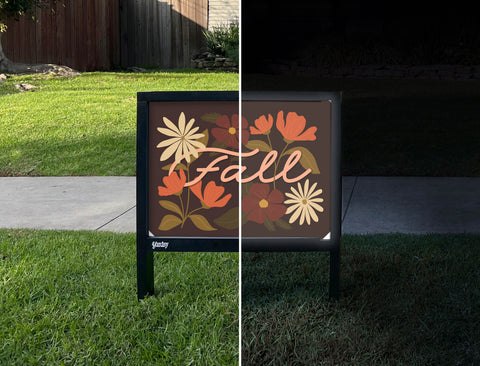 Fall Flowers Yardsy Sign - Day Night