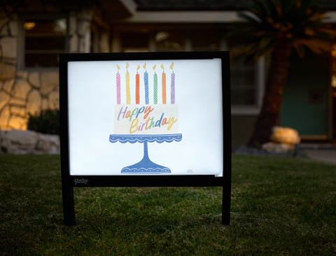 Fancy Rainbow Birthday Cake Yardsy Sign - Hero