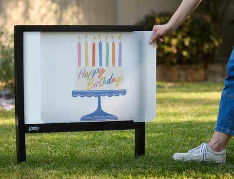 Fancy Rainbow Birthday Cake Yardsy Sign - Interchangeable