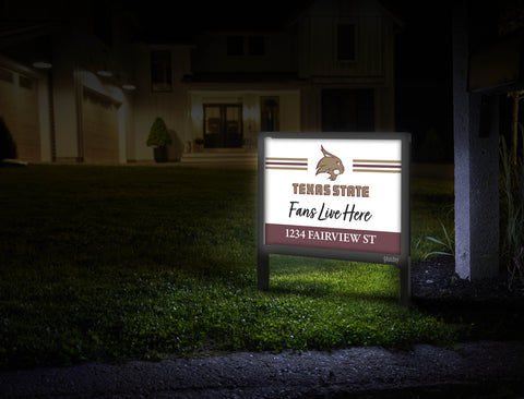 Fans Live Here Texas State Custom Yardsy Sign