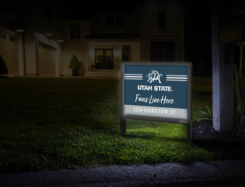Fans Live Here Utah State Custom Yardsy Sign