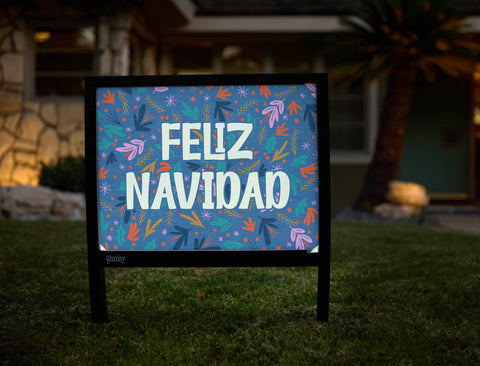 Feliz Navidad Floral Yardsy Sign