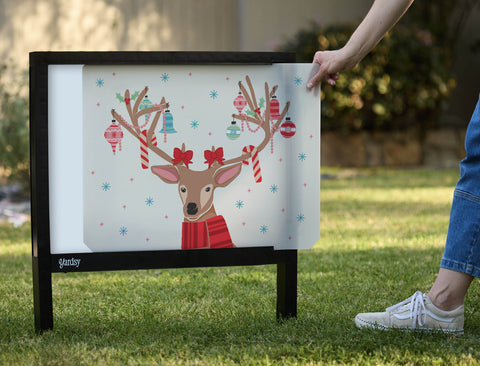 Festive Deer Yardsy Sign - Interchangeable