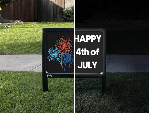 Fireworks July 4th Yardsy Sign - Day Night