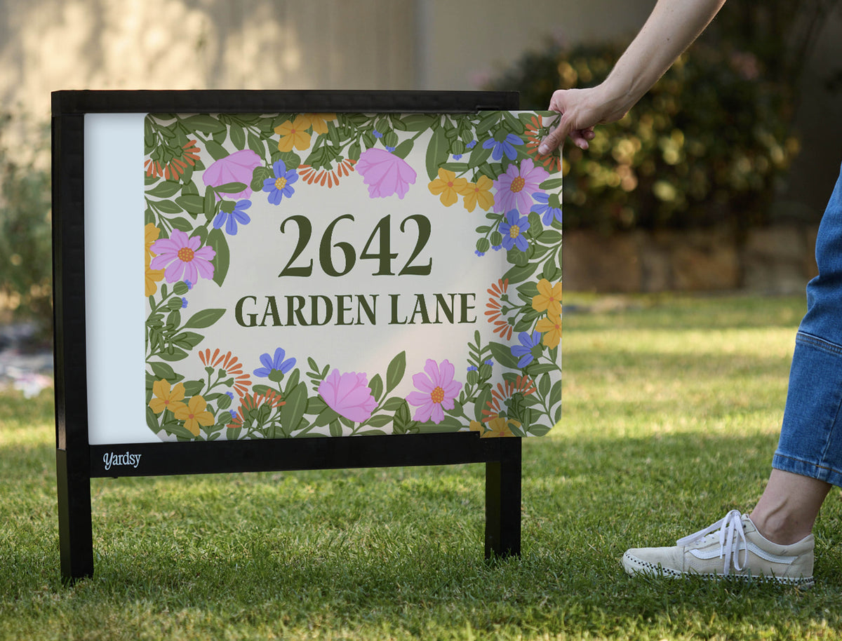 Floral Border Address Custom Yardsy Sign