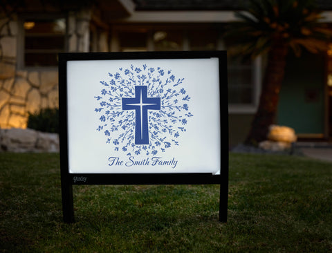 Floral Cross Custom Yardsy Sign - Hero