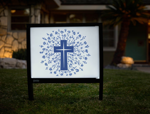 Floral Cross Yardsy Sign - Hero