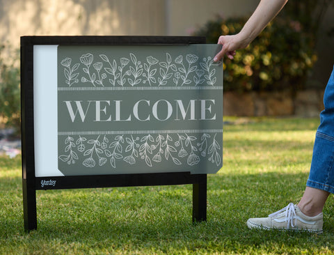 Floral Frame Welcome Yardsy Sign - Interchangeable