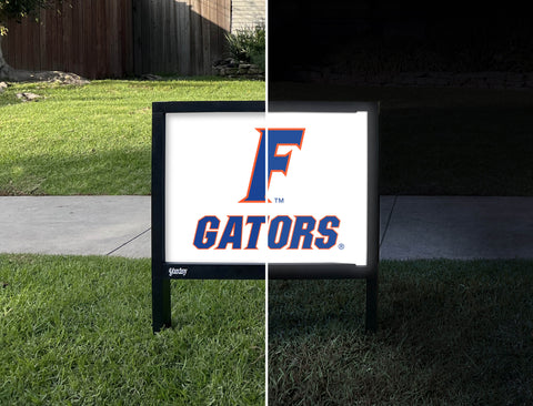 Florida F Gators Mark White Yardsy Sign - Day Night