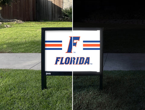 Florida F Stripes White Yardsy Sign - Day Night