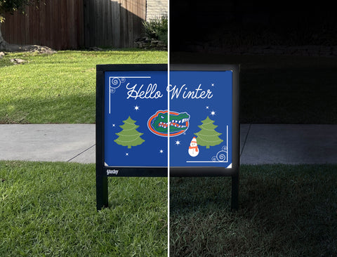 Florida Hello Winter Yardsy Sign - Day Night