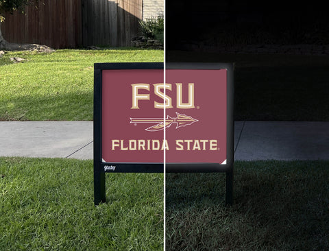 Florida State FSU Spear Garnet Yardsy Sign - Day Night