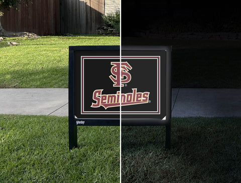 Florida State FS Seminoles Black Yardsy Sign - Day Night