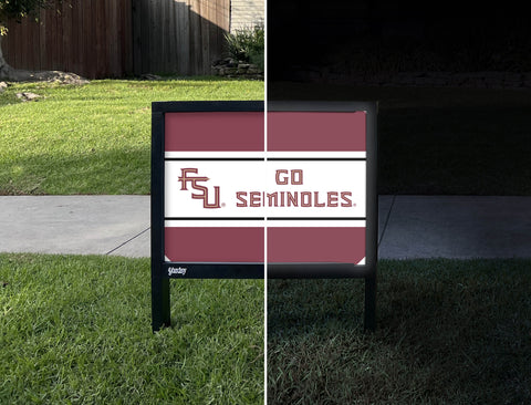 Florida State Go Seminoles Garnet Yardsy Sign - Day Night