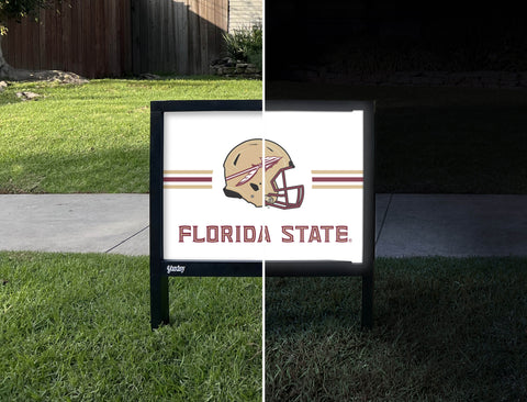 Florida State Helmet White Yardsy Sign - Day Night